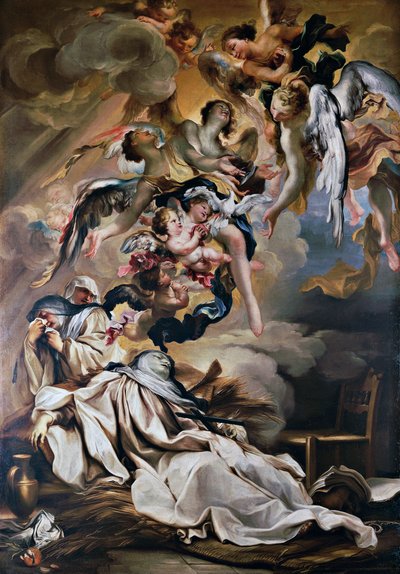 وفاة القديس سكولاستيكا ، بقلم غريغوريو دي فيراري (1644-1726) ، كنيسة القديس ستيفن ، جنوة ، ليغوريا ، إيطاليا بواسطة جريجوريو ديفيراري