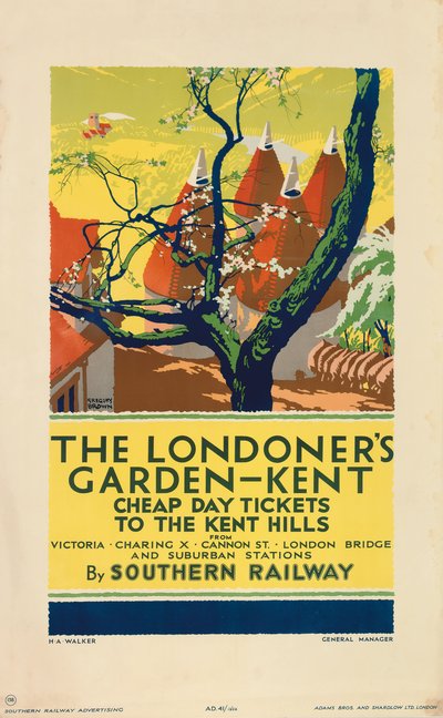"Kent: The Londoner&39;s Garden" ، ملصق إعلاني للسكك الحديدية الجنوبية بواسطة ف. جريجوري براون