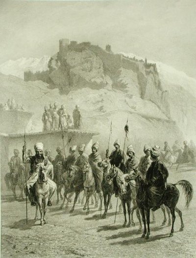 قلعة أتسخور ، أخالتسيك ، اللوحة 10 من كتاب عن القوقاز ، نقش بواسطة أدولف مويلرون (1820-1881) نشره ألفريد ليون ليميرسييه ، باريس بواسطة غريغوري غريغوريفيتش (بعد) غاغارين