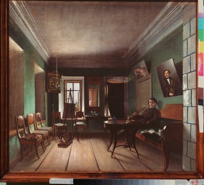 داخل منزل بيكوف - رسم غريغوري فاسيليفيتش يوروف (؟ - بعد عام 1896) ، زيت على قماش ، حوالي عام 1850 ، فن روسي بواسطة غريغوري فاسيليفيتش يوروف
