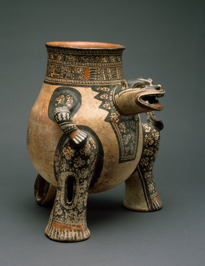 سفينة جاكوار ، شمال غرب كوستاريكا ، الفترة المتأخرة السادسة ، 1200-1400 (آنية فخارية مع لوحة زخرفية متعددة الألوان) بواسطة ثقافة Guanacaste Nicoya ثقافة Guanacaste Nicoya