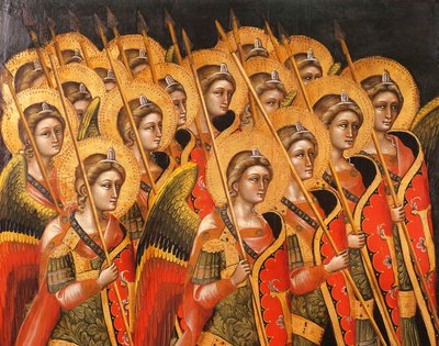 مجموعة مسلحة من الملائكة ، بواسطة Guariento (نشط 1338 - توفي عام 1367 أو 1370) ، التفاصيل بواسطة Guariento di Arpo