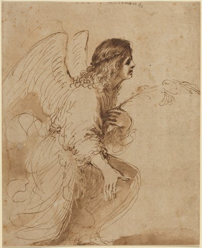 ملاك البشارة، حوالي 1638-1639 (رسم بالقلم الجاف والحبر) بواسطة جويرسينو (1591-1666)