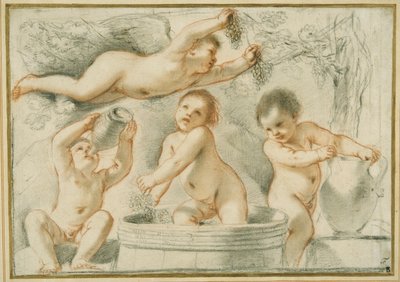 Allegory of wine making (red & black chalks with ink on paper) بواسطة جويرسينو