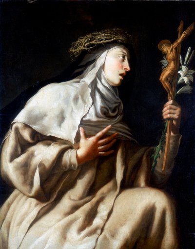 القديسة تريزا من أفيلا أمام الصليب ، c1621-1663 بواسطة جيدو كاجناتشي