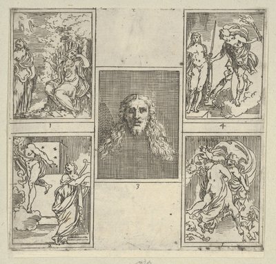 خمسة مشاهد مرقمة ، كل بعد رسام في Accademia Degl'Incamminati ، من IL FUNE ... ، 1603. بواسطة جويدو ريني