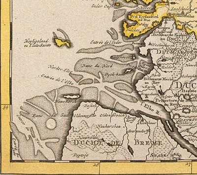 تفاصيل هيليغولاند من خريطة الدنمارك ، 1730 بواسطة غيوم ديليسل
