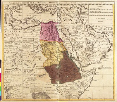 خريطة مصر والنوبة (السودان) والحبشة (إثيوبيا) (حفر بواسطة غيوم ديليسل