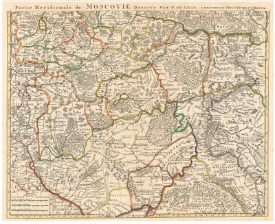 خريطة Muscovy par Delisle (De L'Isle) ، Guillaume (1675-1726). النقش والألوان المائية بواسطة غيوم ديليسل