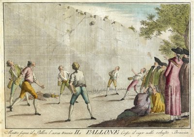 Il Pallone من Giuochi و Ritenimenti و Feste Annue الذين يرتدون الملابس في توسكانا وخاصة في فلورنسا ، الحانة. 1790 (نقش ملون) بواسطة جوزيبي بياتولي