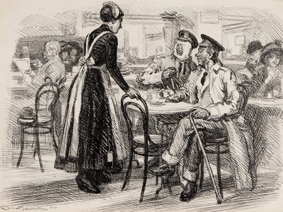 كرتون الحرب العالمية الأولى ، ربما لكمة ، 1916 (قلم حبر على ورق) بواسطة جورنيل تشارلز جنيس