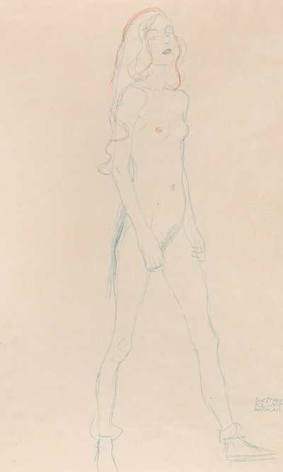 فتاة عارية ، ج. 1917. بواسطة غوستاف كليمت