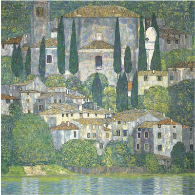 الكنيسة في المناظر الطبيعية كاسوني مع السرو ، 1913 بواسطة غوستاف كليمت