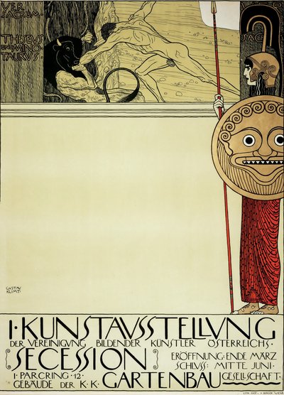 ملصق المعرض الفني الأول لحركة الانفصال 1898 بواسطة Gustav Klimt
