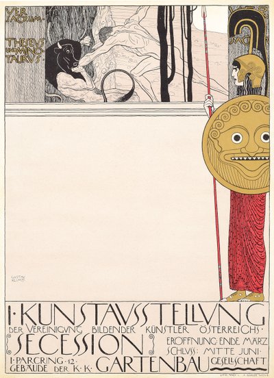 ملصق للمعرض الانفصالي الأول في فيينا عام 1898 بواسطة Gustav Klimt