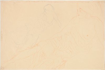 مستلق العراة لباس ملقى ، التكرار على اليسار ، 1913 بواسطة غوستاف كليمت