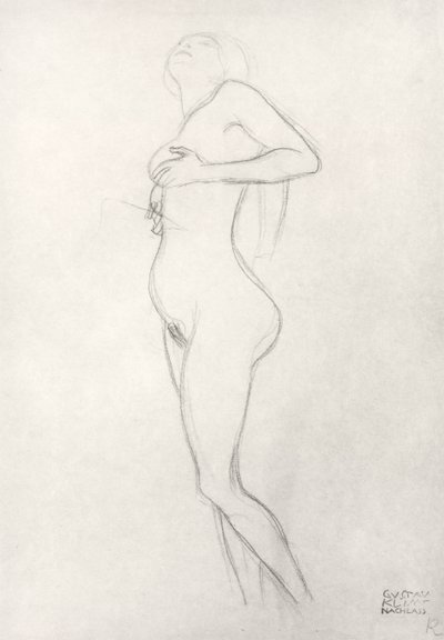 الدائمة فتاة عارية تبحث بواسطة Gustav Klimt