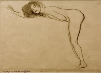 يقف عاريًا مع ميل الجسم إلى اليسار بواسطة غوستاف كليمت