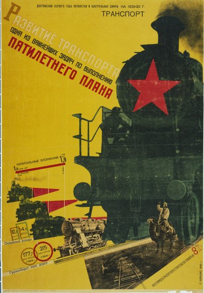 تطور النقل ، ملصق الخطة الخمسية ، 1929 بواسطة جوستاف كلوتسيس