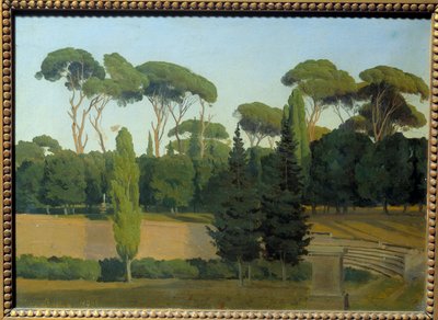 في حدائق فيلا بورغيزي. لوحة لجوستاف ويلهم بالم (1810 - 1890) إي سي. رفع دعوى قضائية. بواسطة جوستاف بالم
