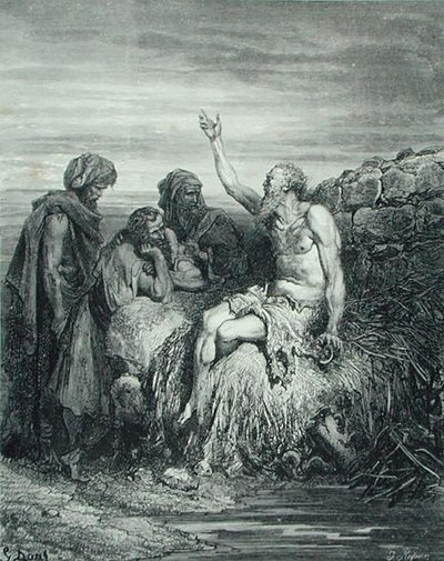 أيوب وأصدقاؤه ، نقش بواسطة ج. ريجنير ، حوالي 1868 (نقش) بواسطة غوستاف (بعد) دوري