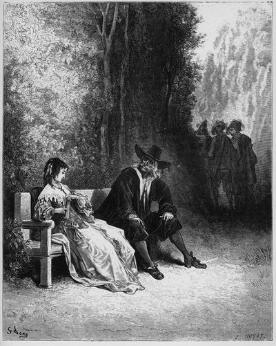 La fille - الفتاة - من "الخرافات" لجين دي لافونتين (لافونتين) (1621-95) - نقش بعد غوستاف دوري (1832-1883) - مجموعة خاصة بواسطة غوستاف (بعد) دوري