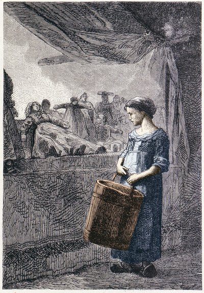 Cosette أمام متجر الألعاب - في فيلم "Les Misérables" للمخرج Victor Hugo ، Ill. بقلم بريون ، أد. هيتزل ولاكروا بواسطة غوستاف بريون