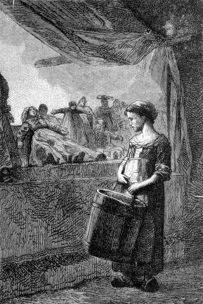 Cosette أمام متجر الألعاب - في فيلم "Les Misérables" للمخرج Victor Hugo ، Ill. بقلم بريون ، أد. هيتزل ولاكروا بواسطة غوستاف بريون