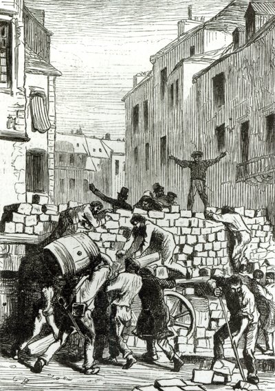 الحاجز ، رسم توضيحي من "البؤساء" بقلم فيكتور هوغو (1802-85) بواسطة غوستاف بريون