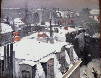 View of rooftops (Effect of snow) - oil on canvas بواسطة غوستاف كايليبوت
