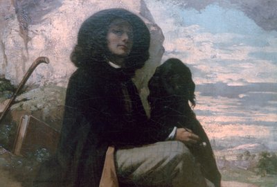 كوربيه مع كلبه الأسود ، 1842 بواسطة غوستاف كوربيت