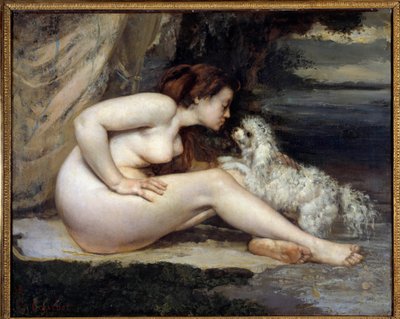 كلب امرأة عارية. صورة ليونتين رينو. لوحة لغوستاف كوربيه (1819-1877) بواسطة غوستاف كوربيت