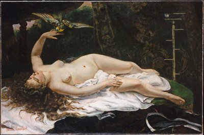 بالفرنسية  La Femme au perroquet امرأة مع ببغاء بواسطة غوستاف كوربيت