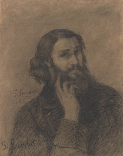صورة ذاتية ، c.1866 (conté crayon) بواسطة غوستاف كوربيت