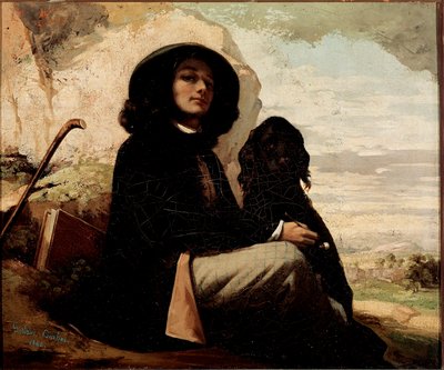 بورتريه ذاتي مع الكلب الأسود بقلم غوستاف كوربيه (1819-1877) 1842 بواسطة غوستاف كوربيت
