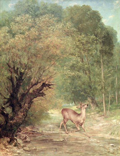 The Hunted Roe-Deer في حالة تأهب ، الربيع ، 1867 بواسطة غوستاف كوربيت