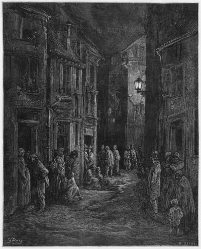 حقل Bluegase ، رسم توضيحي من "Londres" بواسطة Louis Enault (1824-1900) 1876 ، منقوش بواسطة Heliodore Joseph Pisan (1822-90) Paris ، Hachette بواسطة غوستاف دور