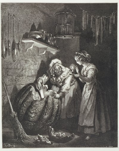 عرابة سندريلا واليقطين ، نقشها هيليودور جوزيف بيسان (1822-1890) c.1868 بواسطة غوستاف دور