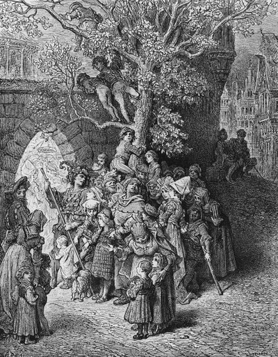 حشد من المتفرجين والمتفرجين في حفل الزفاف ، مشهد من "The Rime of the Ancient Mariner" بواسطة ST Coleridge ، نشره Harper und Brothers ، نيويورك ، 1876 (نقش الخشب) بواسطة غوستاف دور