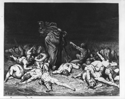 دانتي وفيرجيل في الجحيم ، توضيح من "الكوميديا الإلهية" ، 1861 بواسطة غوستاف دور