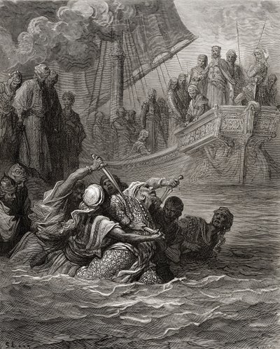 وفاة المعضم ، رسم توضيحي من "مكتبة الكرواسون" على يد ج. ميشو ، 1877 (ليثو) بواسطة غوستاف دور