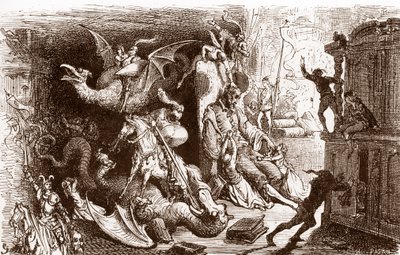 لا يفكر دون كيشوت إلا في الأعمال الفارسية التي نقشها غوستاف دوري (1832-1883) لـ "L