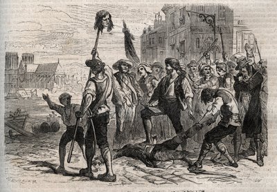 الثورة الفرنسية: وفاة جاك دي فليسيليس ، كونت بريجي (1730-1789) ، المسؤول الفرنسي ، prevot des marchands sur les degres de l'hotel de ville في باريس في 14 يوليو 1789 - وفاة جاك دي فليسيليس ، عميد تجار باريس بواسطة غوستاف دور