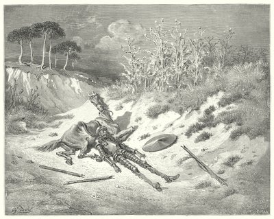 Gustave Dores Don Quixote: "Alas! where are you, lady dear, That for my woe you do not moan?" (engraving) بواسطة غوستاف دور