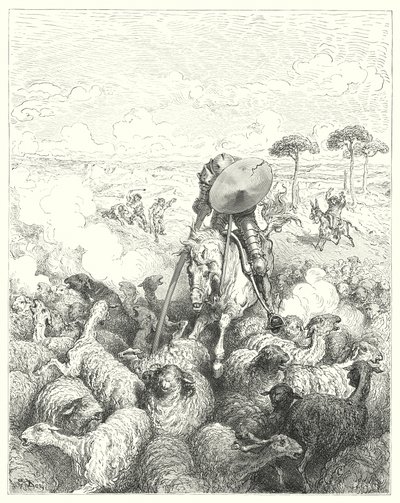 Gustave Dores Don Quixote: "He charged the squadron of sheep" (engraving) بواسطة غوستاف دور