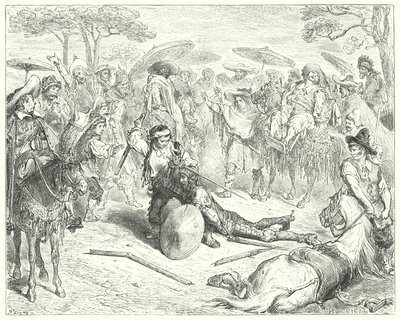 Gustave Dores Don Quixote: "In spite of his arms, he thrashed him like a wheat-sheaf" (engraving) بواسطة غوستاف دور