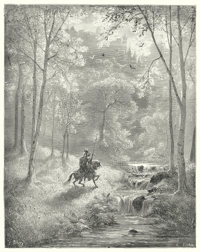 Gustave Dores Don Quixote: "The sky appears to him more transparent, and the sun seems to shine with redoubled brightness" (engraving) بواسطة غوستاف دور