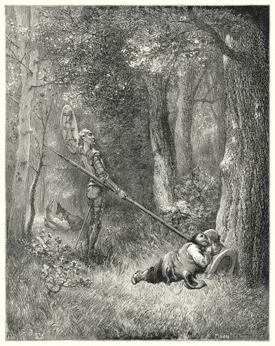 دون كيشوت من Gustave Dore: "على كل هذا الطرح الرائع ، لم يجب سانشو بكلمة واحدة" (نقش) بواسطة غوستاف دور