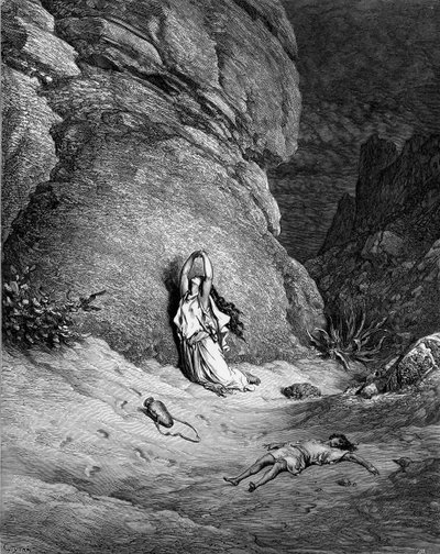 هاجر وإسماعيل ، نقش دوريه. - الكتاب المقدس بواسطة غوستاف دور