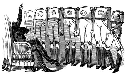 تاريخ روسيا المقدسة. نيكولاس الأول يلقي خطابا أمام الحرس ، 1854. بواسطة غوستاف دور